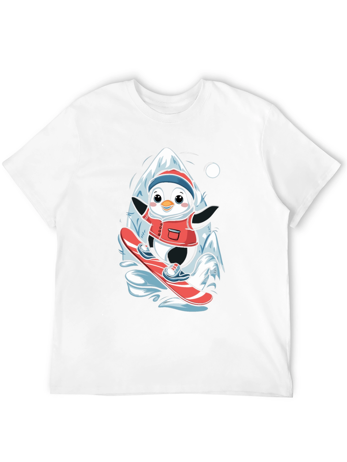 Penguin Snowboarding T-Shirt - Cute Graphic Tee
