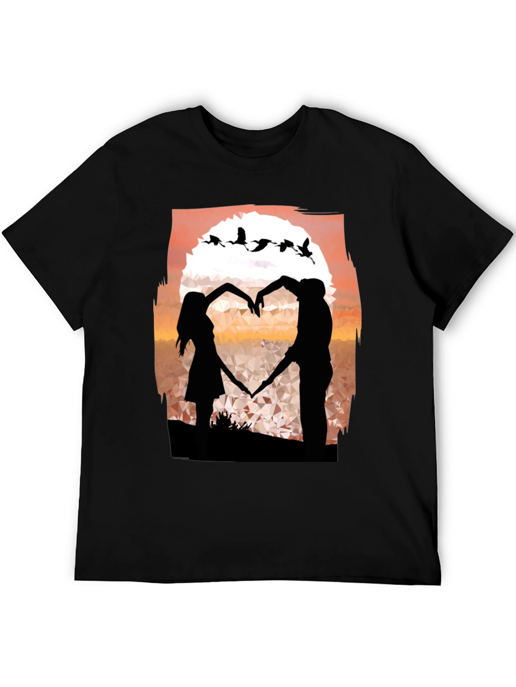 Romantic Sunset Couple Heart T-Shirt