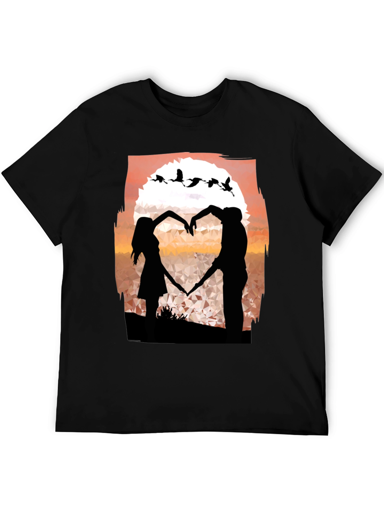Romantic Sunset Couple Heart T-Shirt