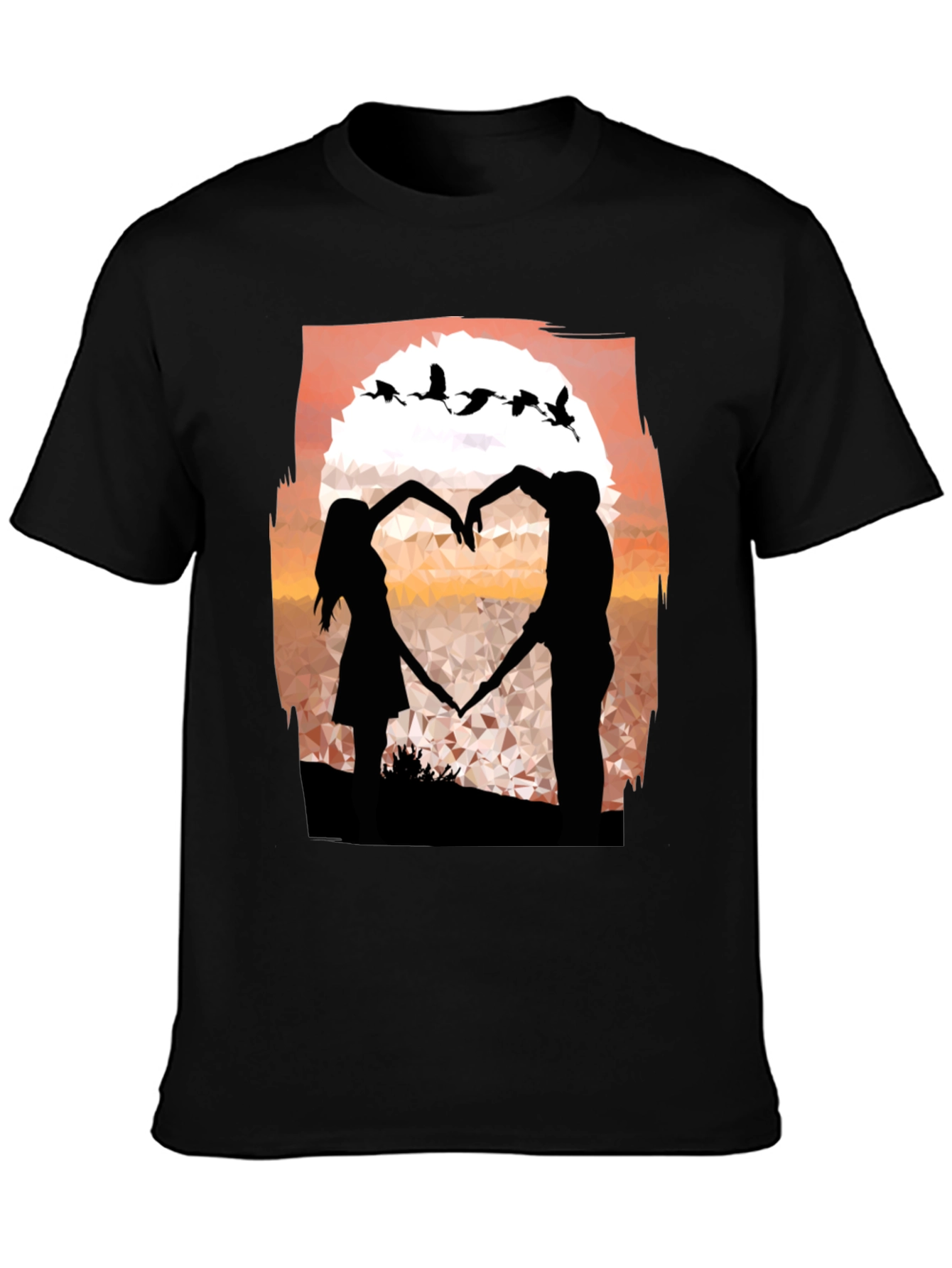 Romantic Sunset Couple Heart T-Shirt