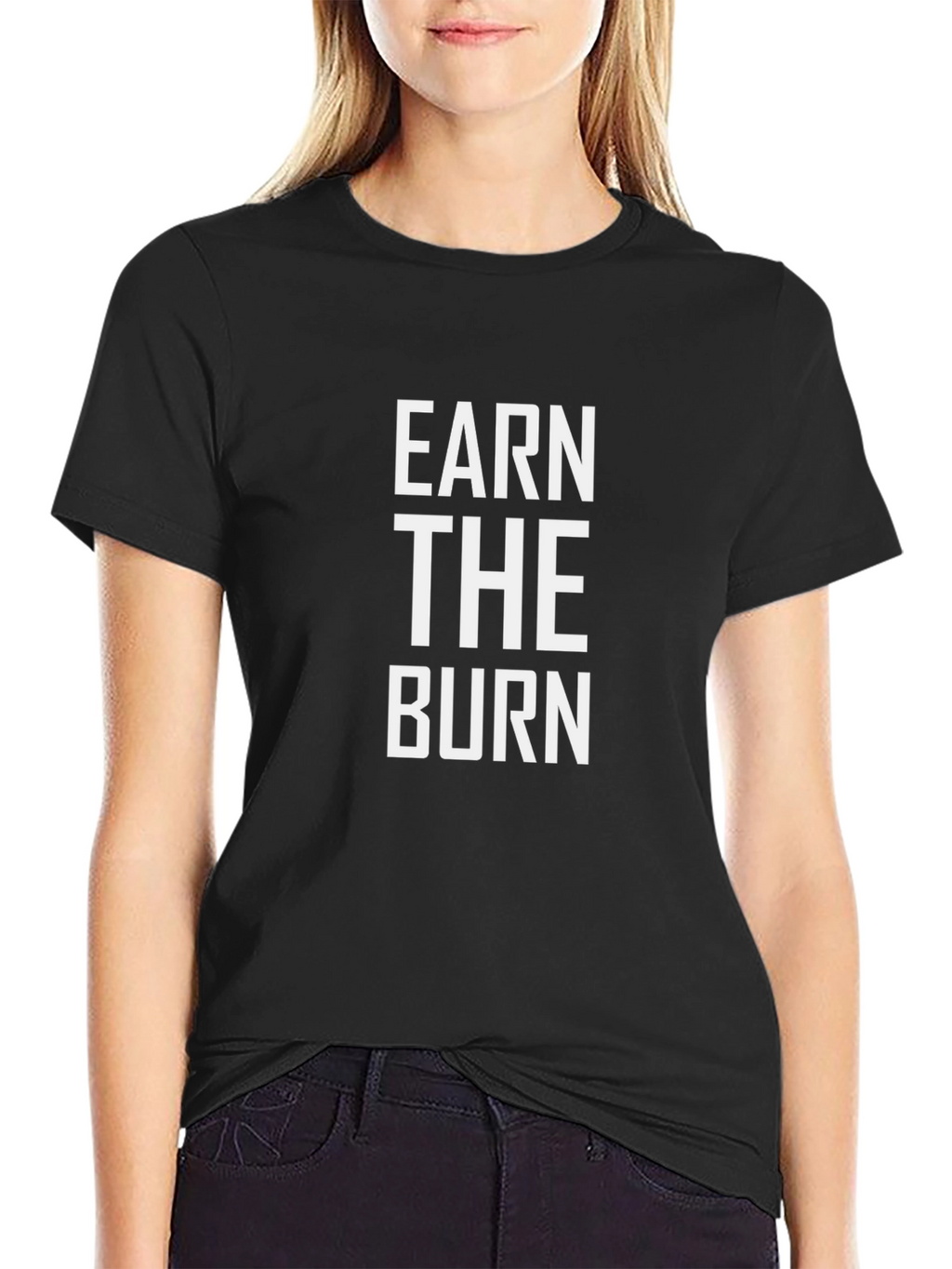 Earn the Burn Graphic Tee - Black Cotton T-Shirt