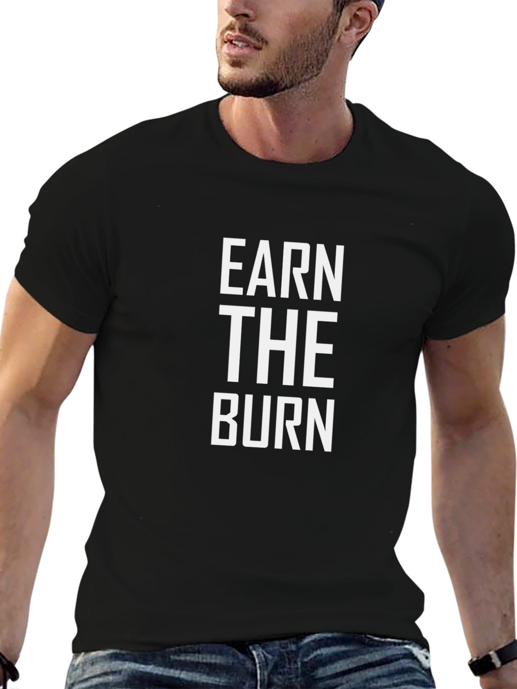 Earn the Burn Graphic Tee - Black Cotton T-Shirt