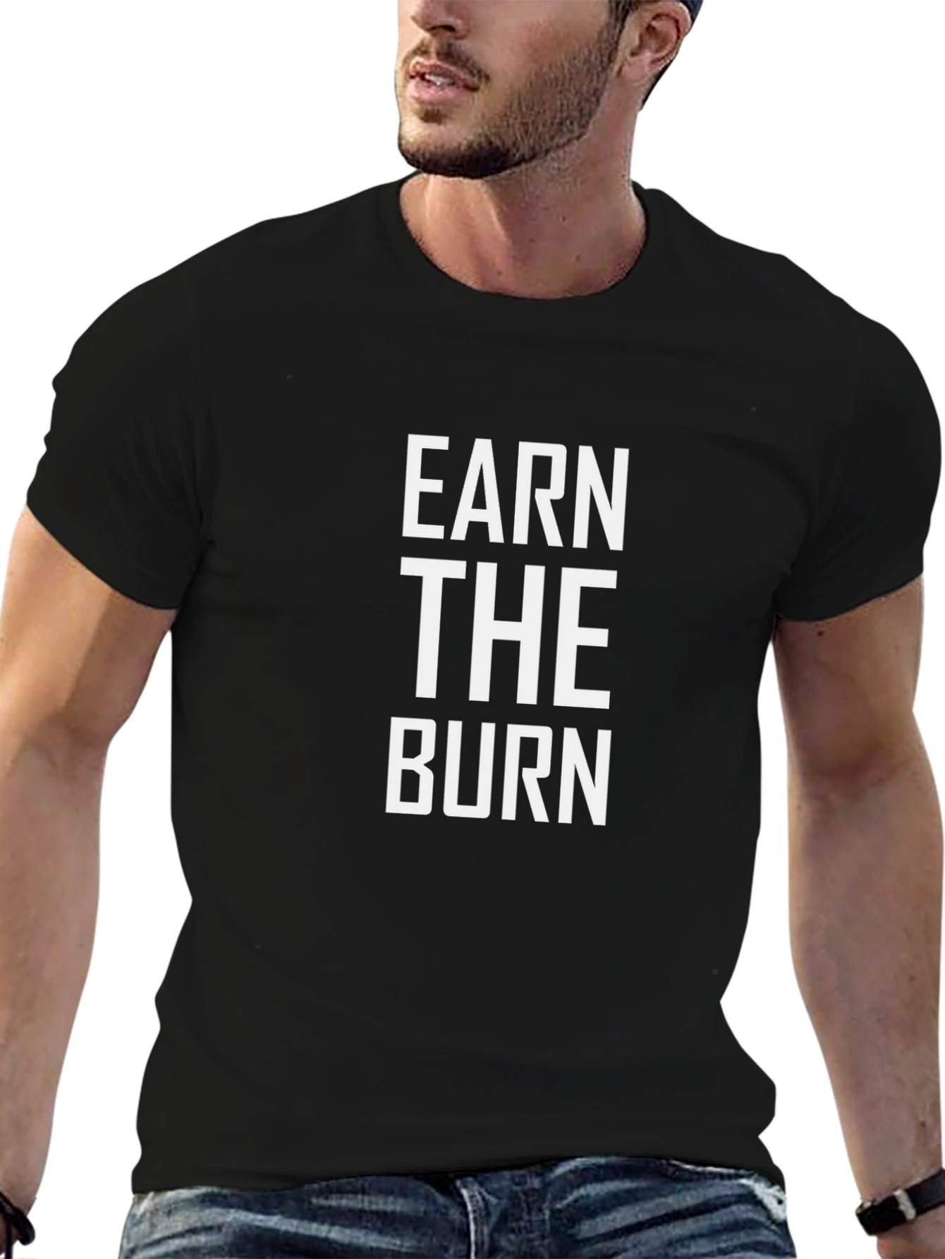 Earn the Burn Graphic Tee - Black Cotton T-Shirt