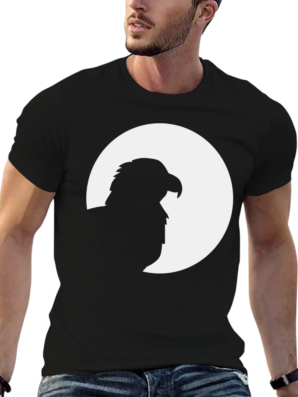 Mens Black Eagle Silhouette Graphic Tee