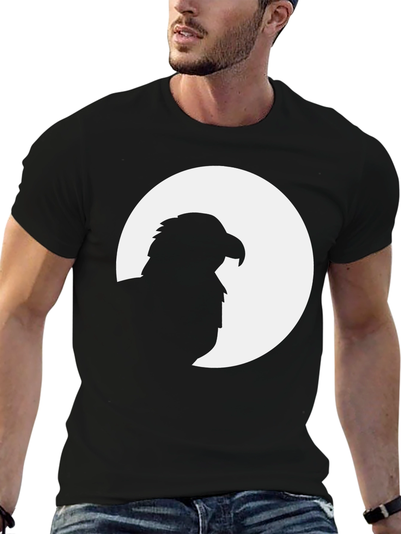 Mens Black Eagle Silhouette Graphic Tee