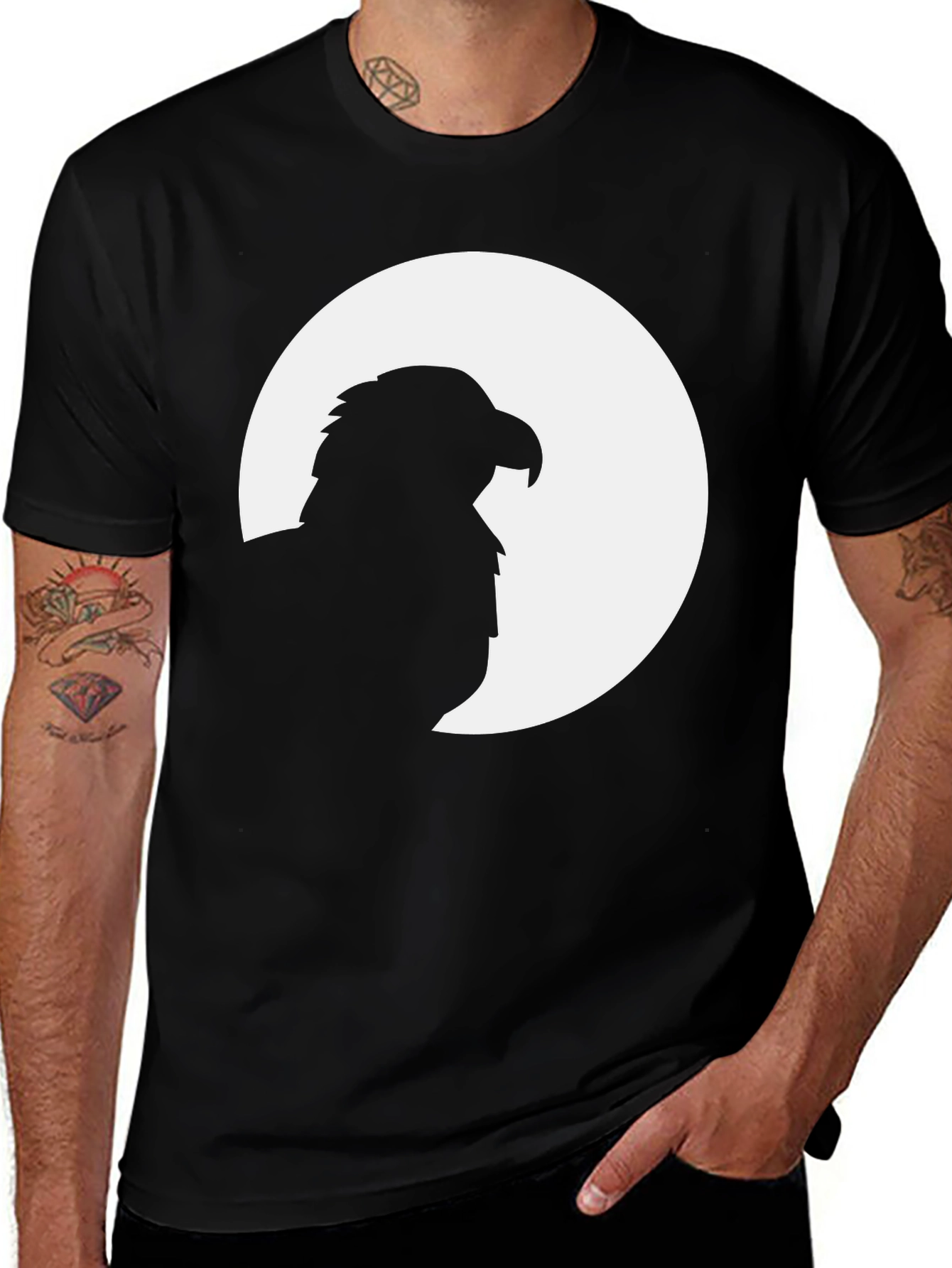 Mens Black Eagle Silhouette Graphic Tee
