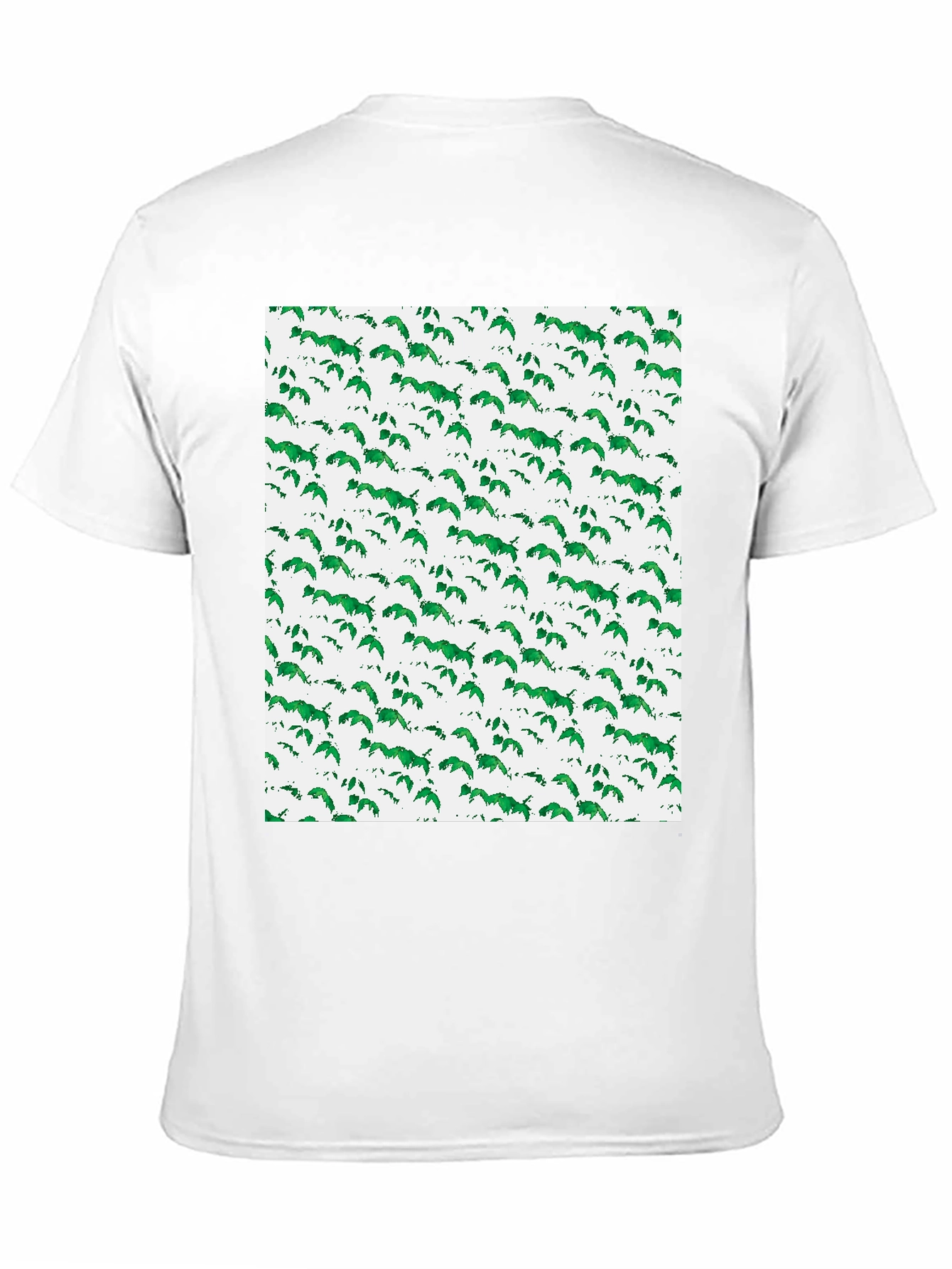 Green Leaf Pattern Black T-Shirt