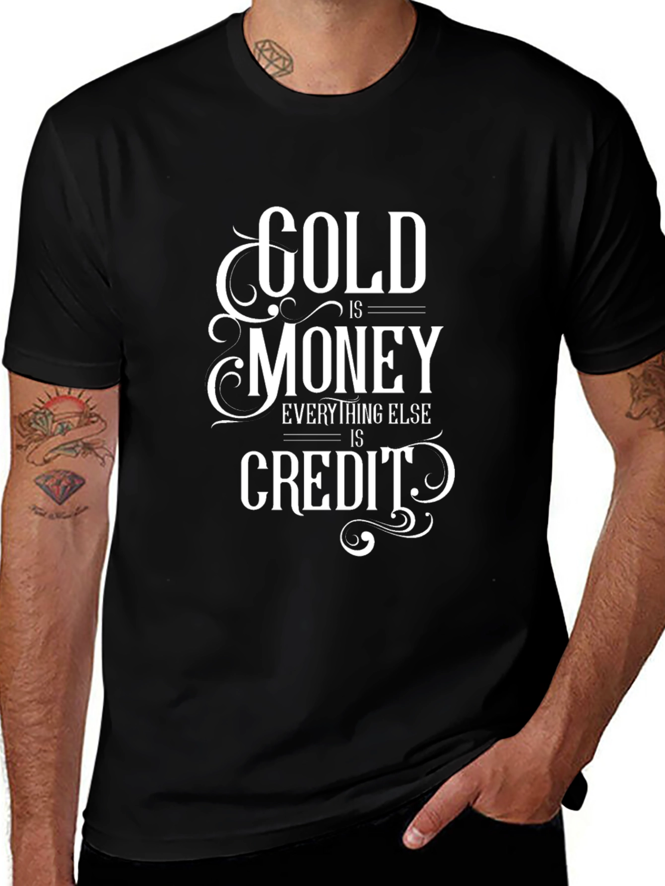 Gold Is Money Mens Black Graphic Tee