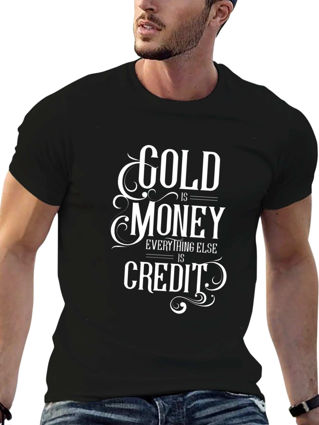 Gold Is Money Mens Black Graphic Tee