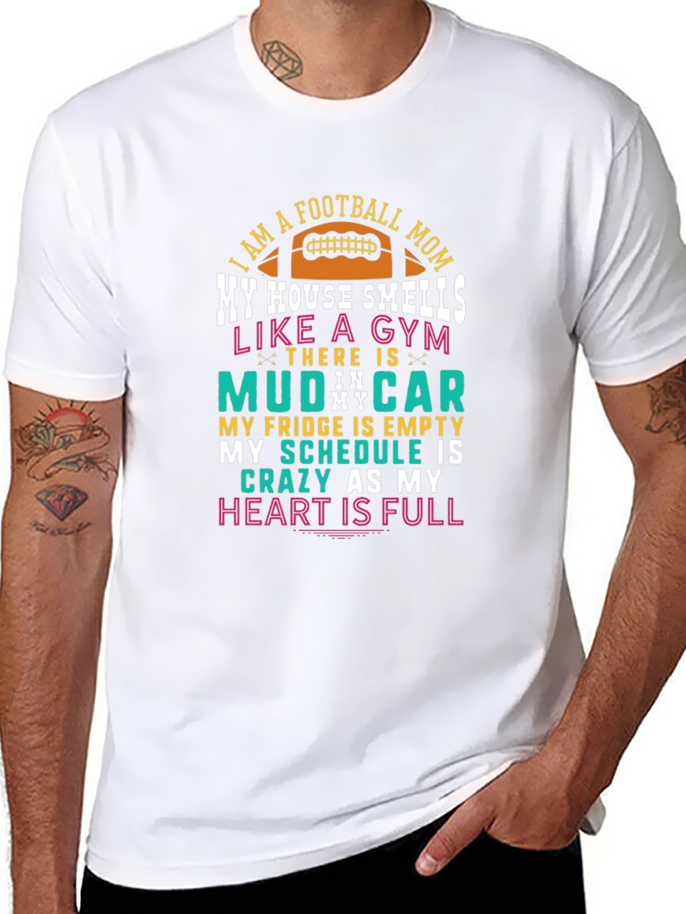 Football Mom T-Shirt - Gym Mud Crazy Full Heart