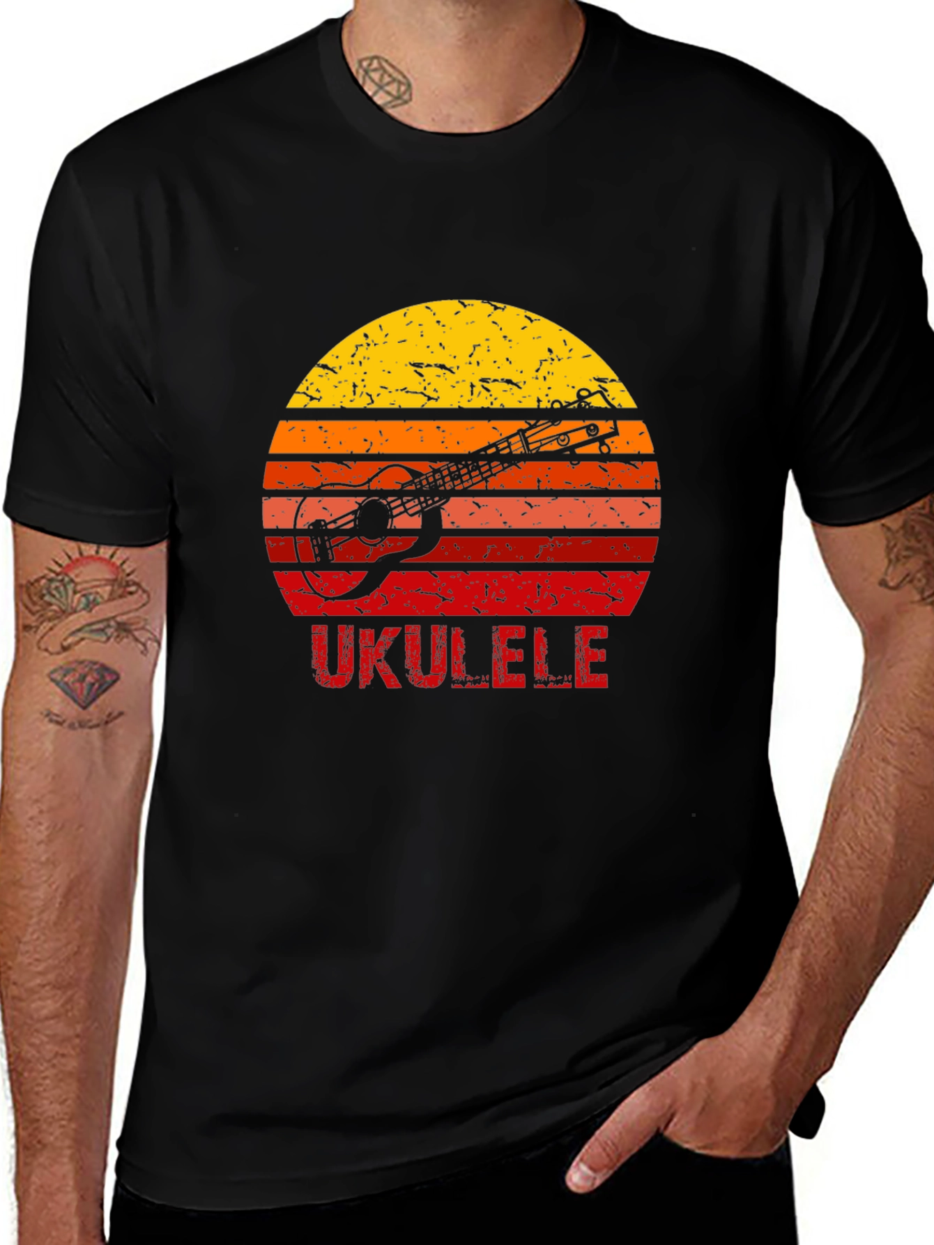 Vintage Ukulele Sunset Graphic T-Shirt