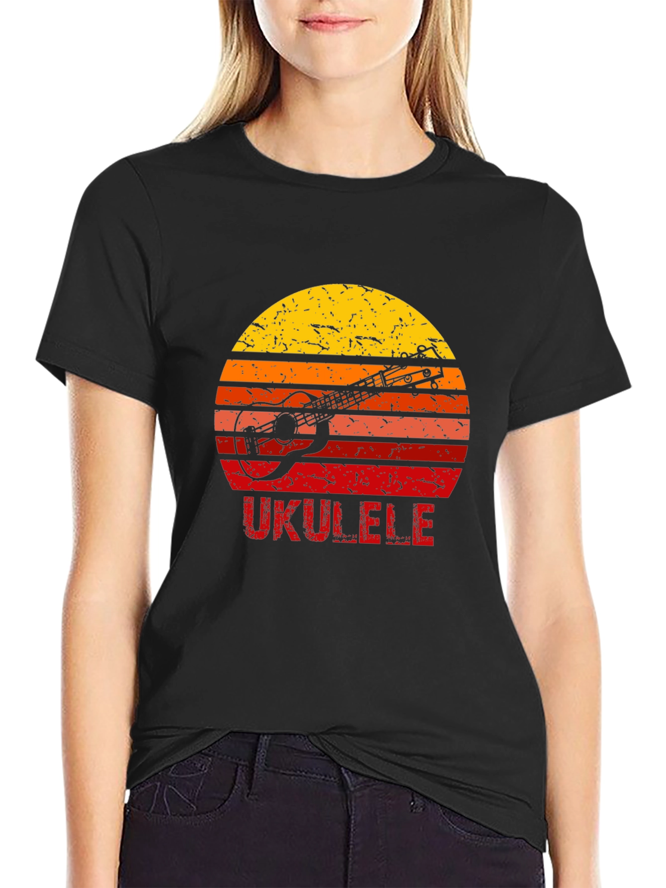 Vintage Ukulele Sunset Graphic T-Shirt