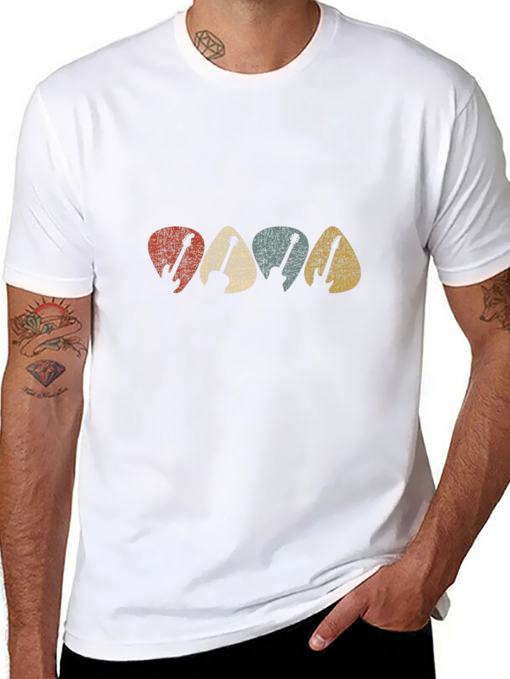 Retro Guitar Pick T-Shirt - Music Lover Tee