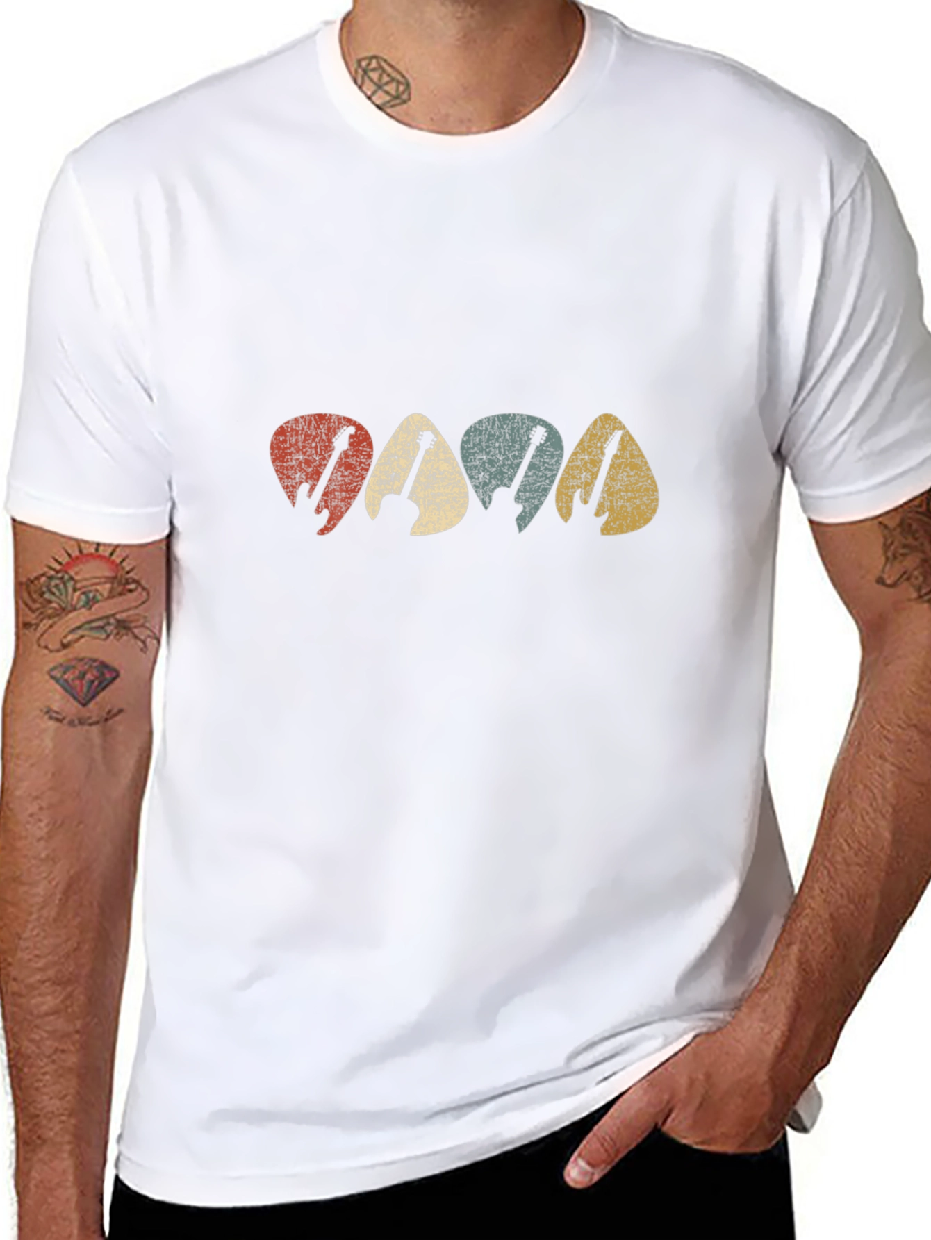 Retro Guitar Pick T-Shirt - Music Lover Tee