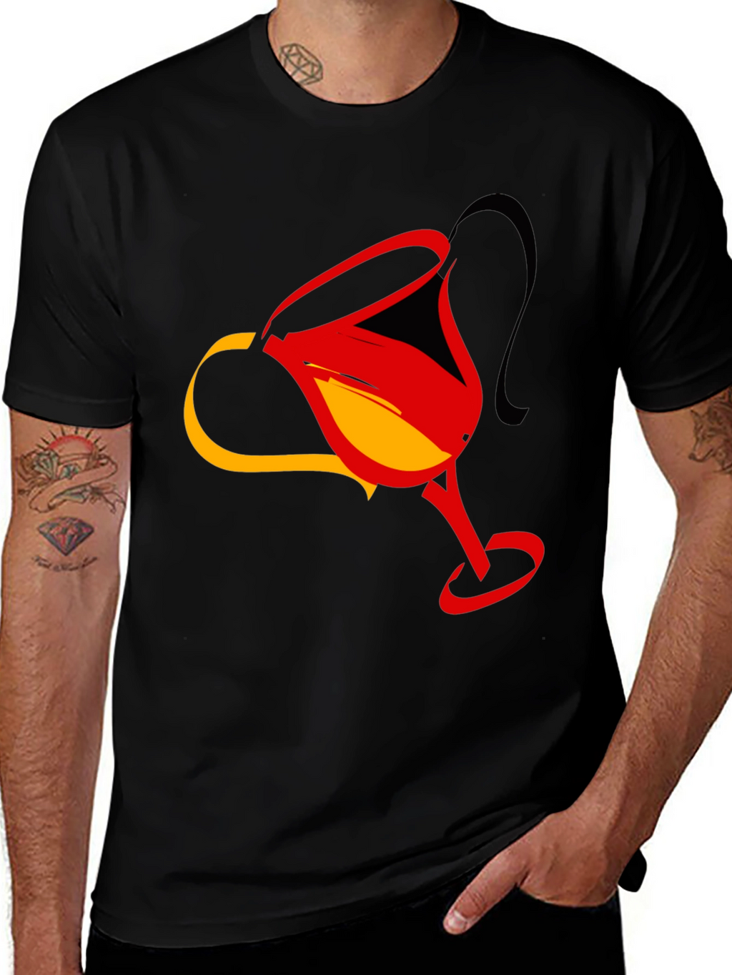 Abstract Cocktail Glass Graphic Tee - Modern Design