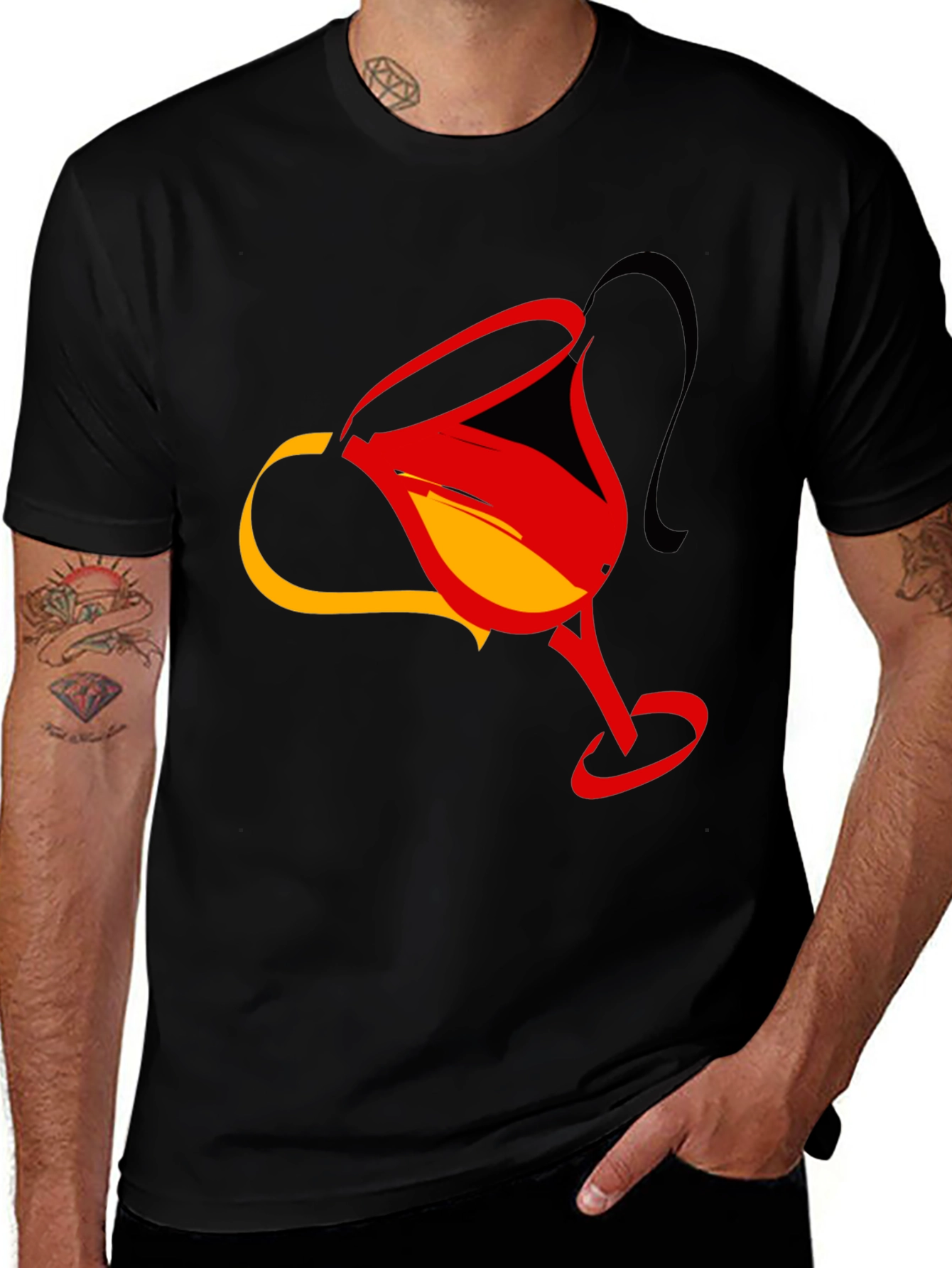 Abstract Cocktail Glass Graphic Tee - Modern Design