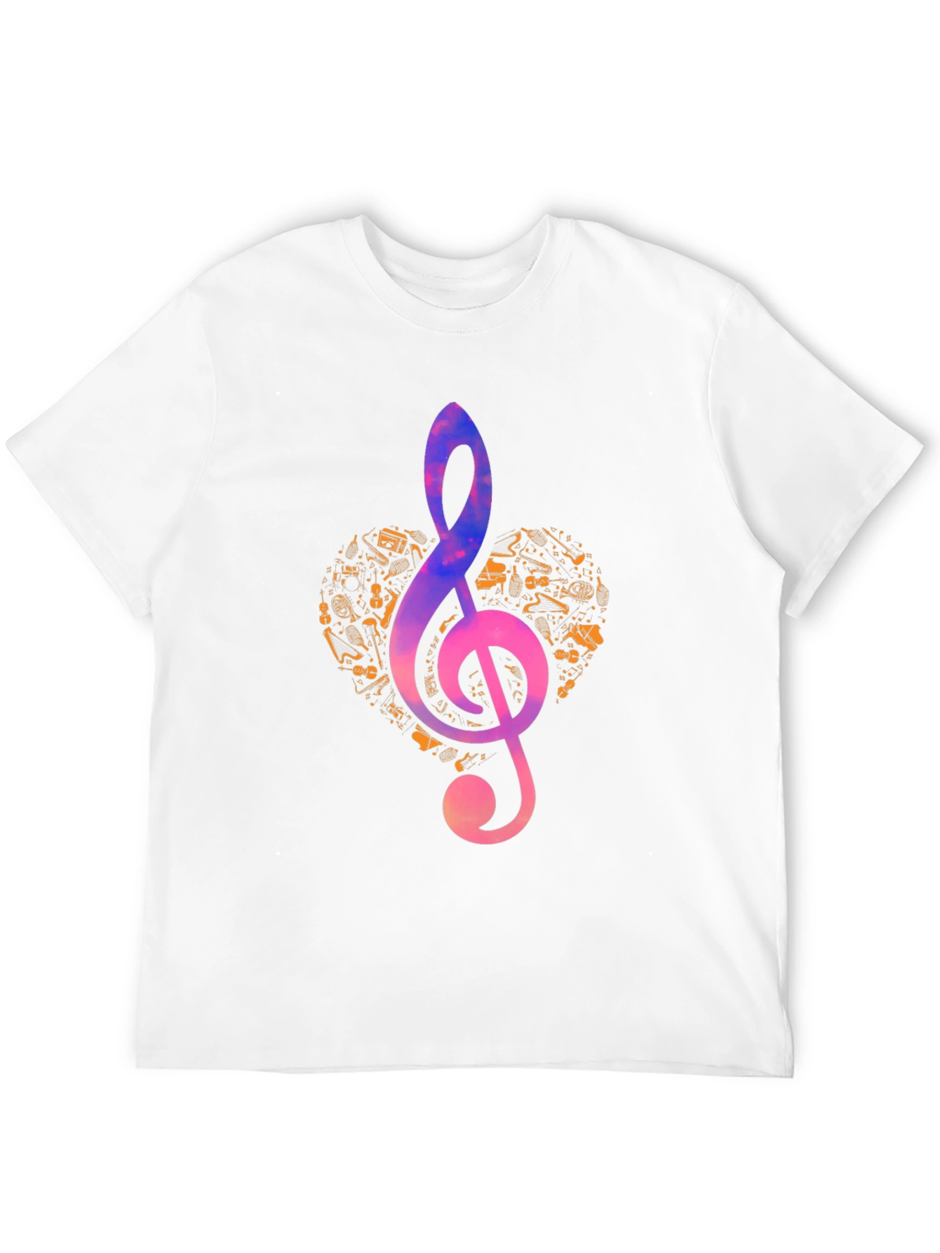 Music Heart Treble Clef Graphic T-Shirt