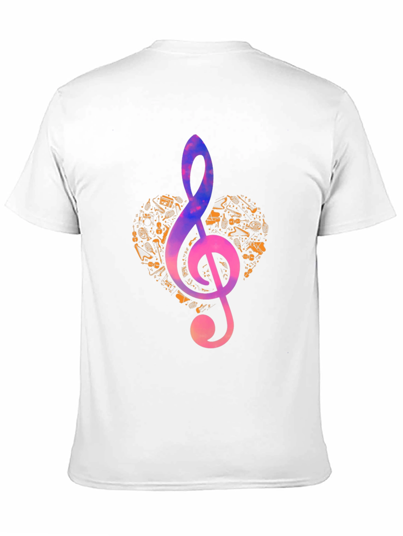 Music Heart Treble Clef Graphic T-Shirt