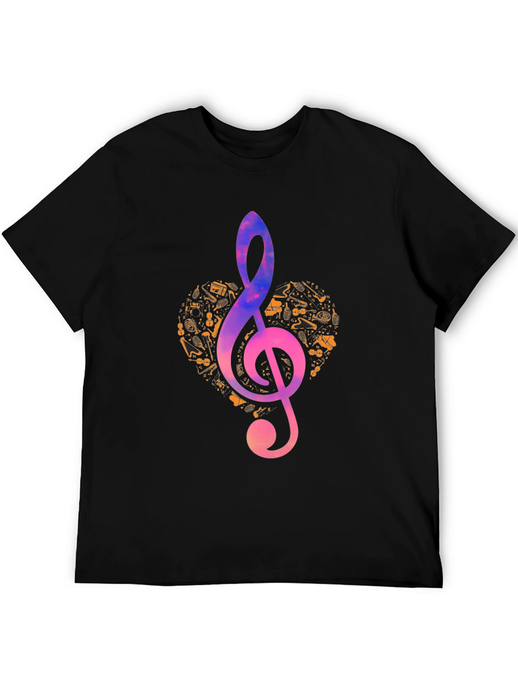 Music Heart Treble Clef Graphic T-Shirt