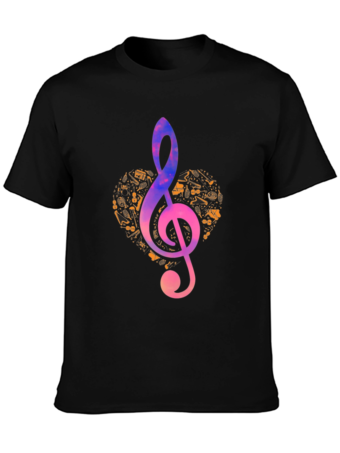 Music Heart Treble Clef Graphic T-Shirt