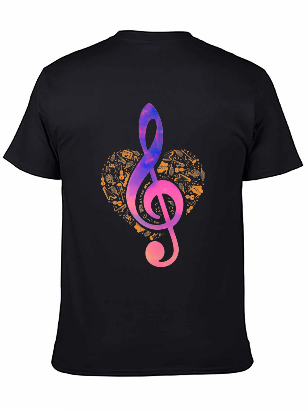 Music Heart Treble Clef Graphic T-Shirt