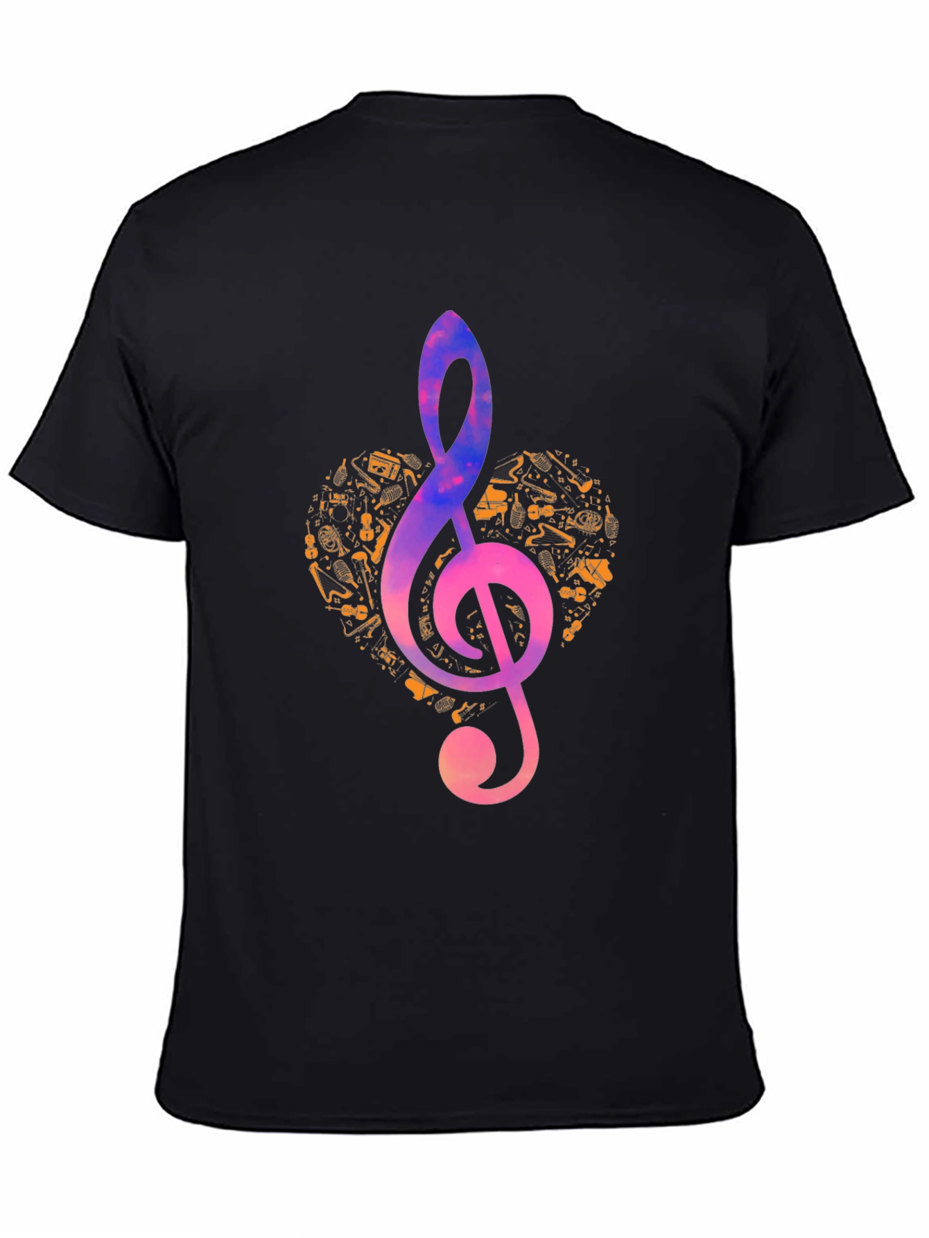 Music Heart Treble Clef Graphic T-Shirt