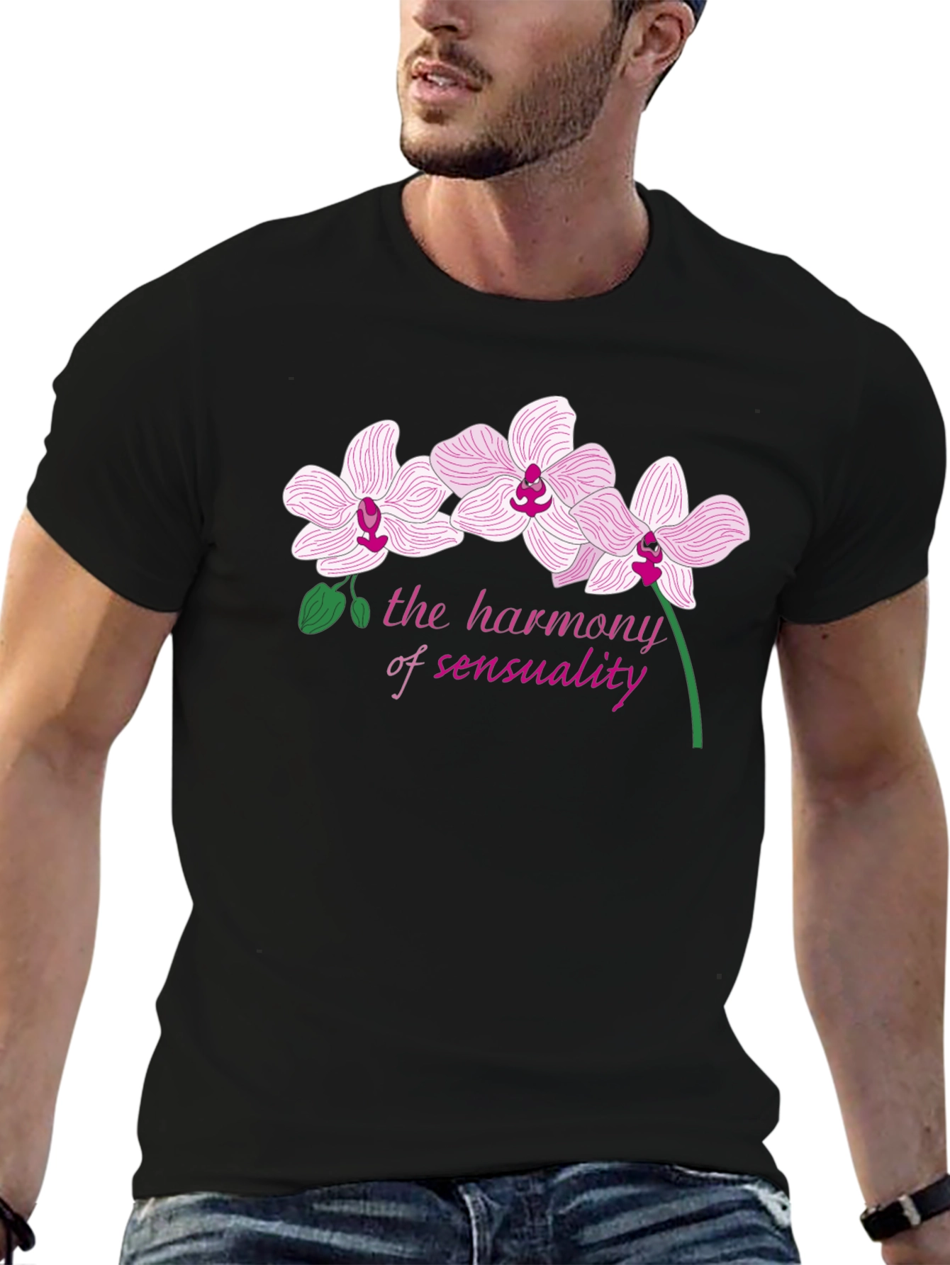 Floral Harmony Tee: Sensual Orchid Graphic