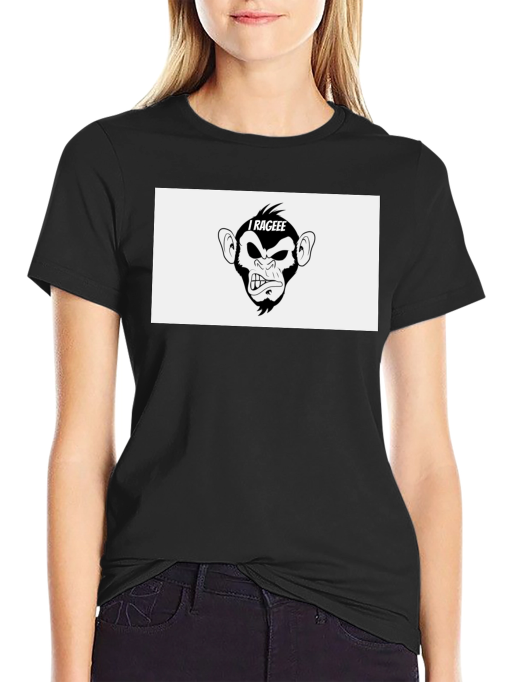 I Rageee Monkey Graphic Black T-Shirt