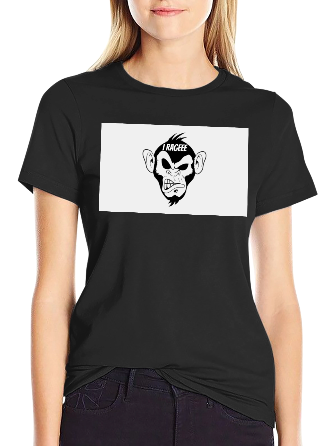 I Rageee Monkey Graphic Black T-Shirt