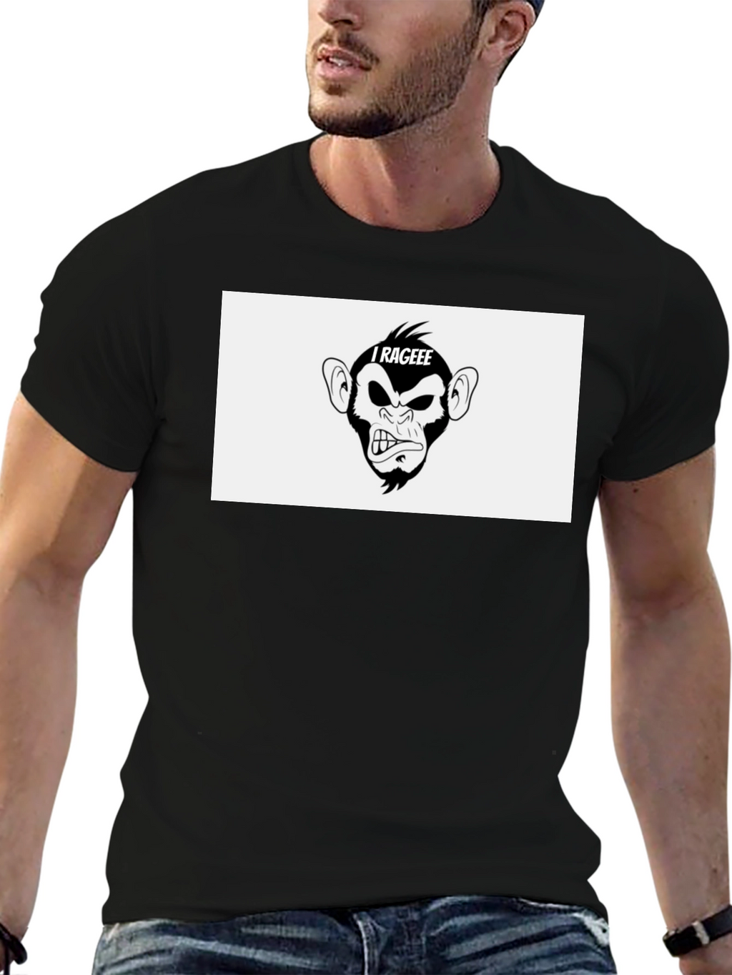 I Rageee Monkey Graphic Black T-Shirt