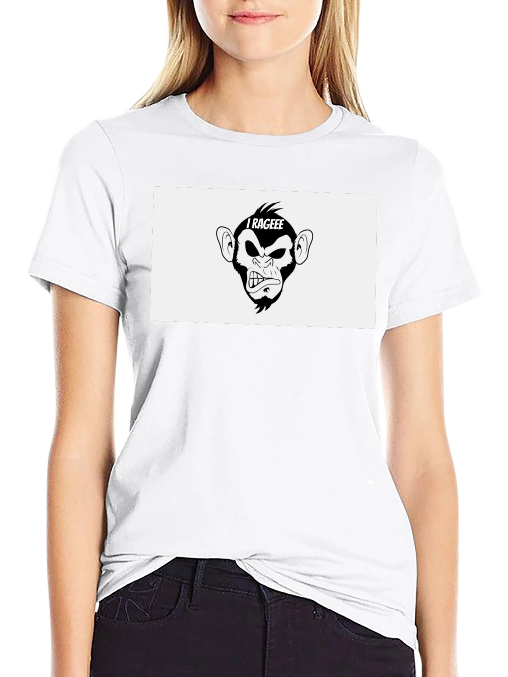 I Rageee Monkey Graphic Black T-Shirt