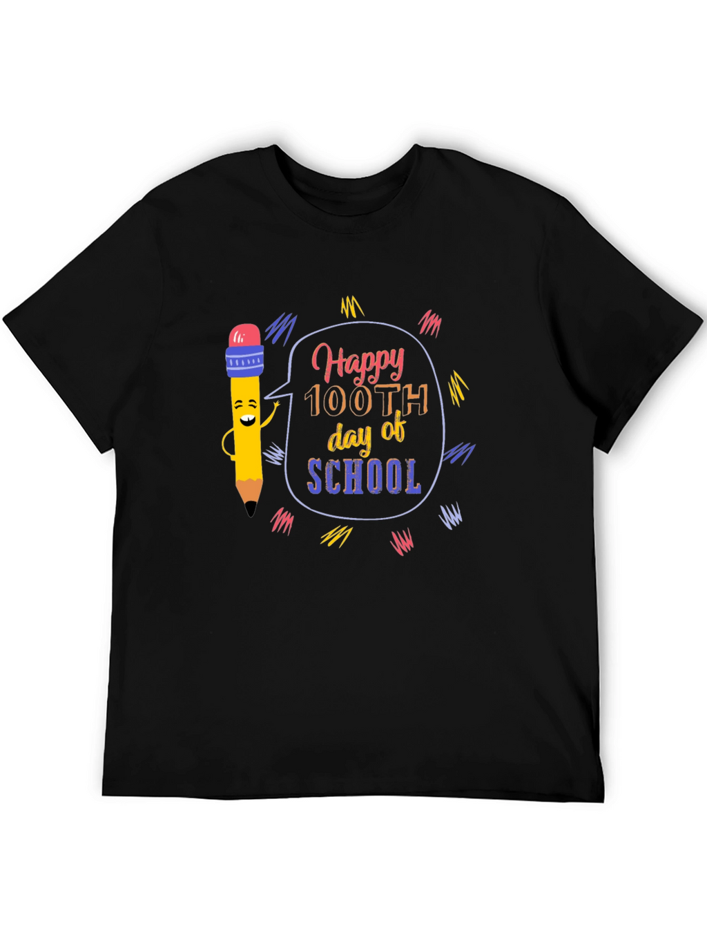 Happy 100th Day of School Black T-Shirt