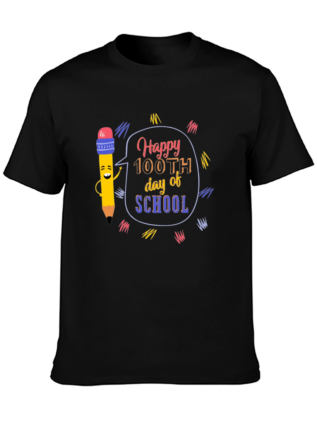 Happy 100th Day of School Black T-Shirt