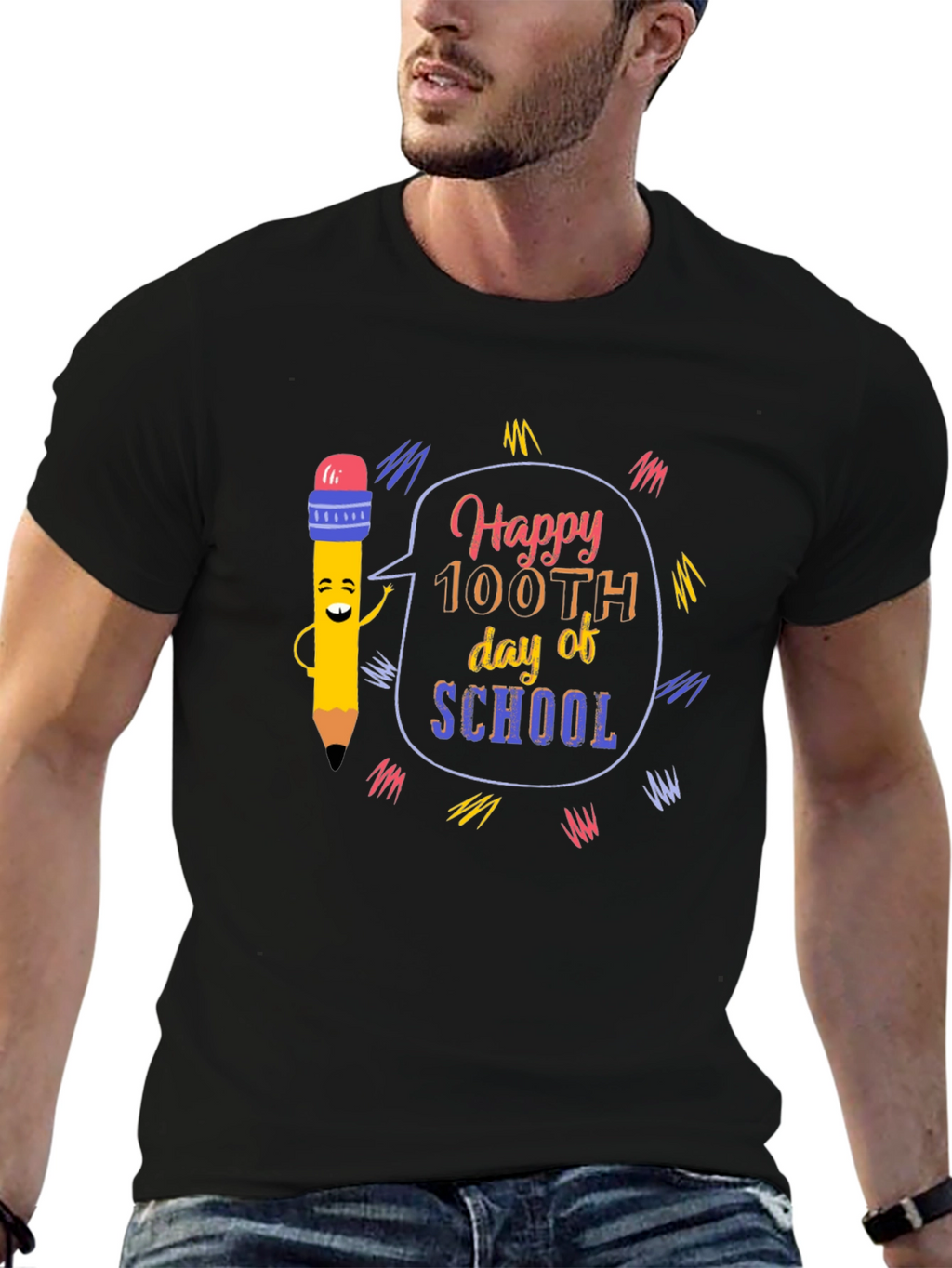 Happy 100th Day of School Black T-Shirt
