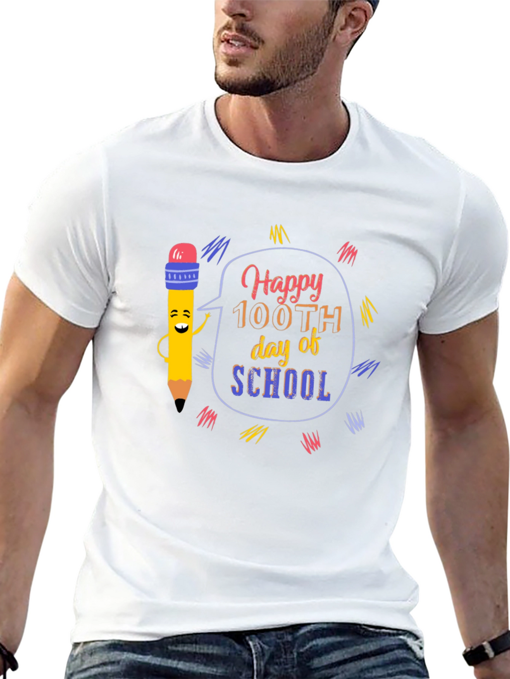 Happy 100th Day of School Black T-Shirt