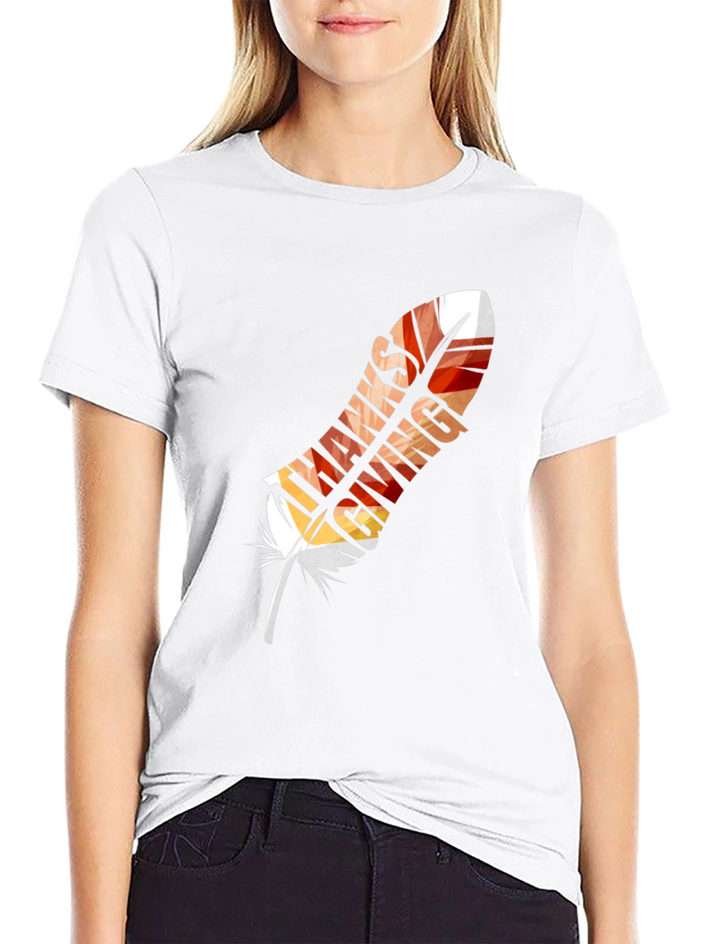 Thanksgiving Feather Graphic T-Shirt - Fall Festive Tee