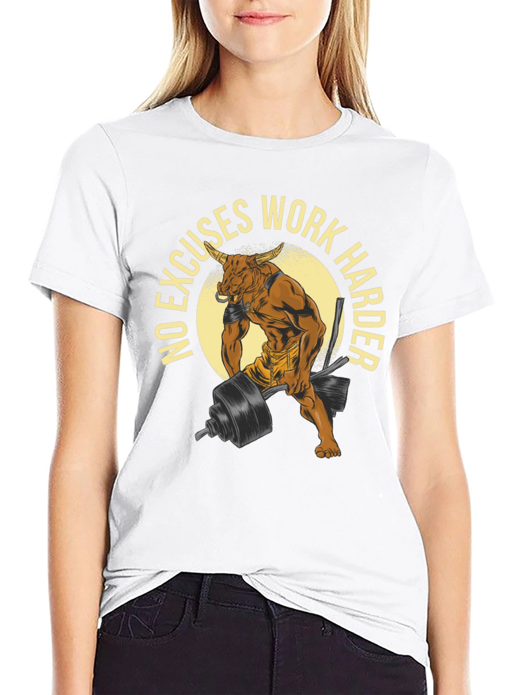 No Excuses Work Harder Bull Gym T-Shirt