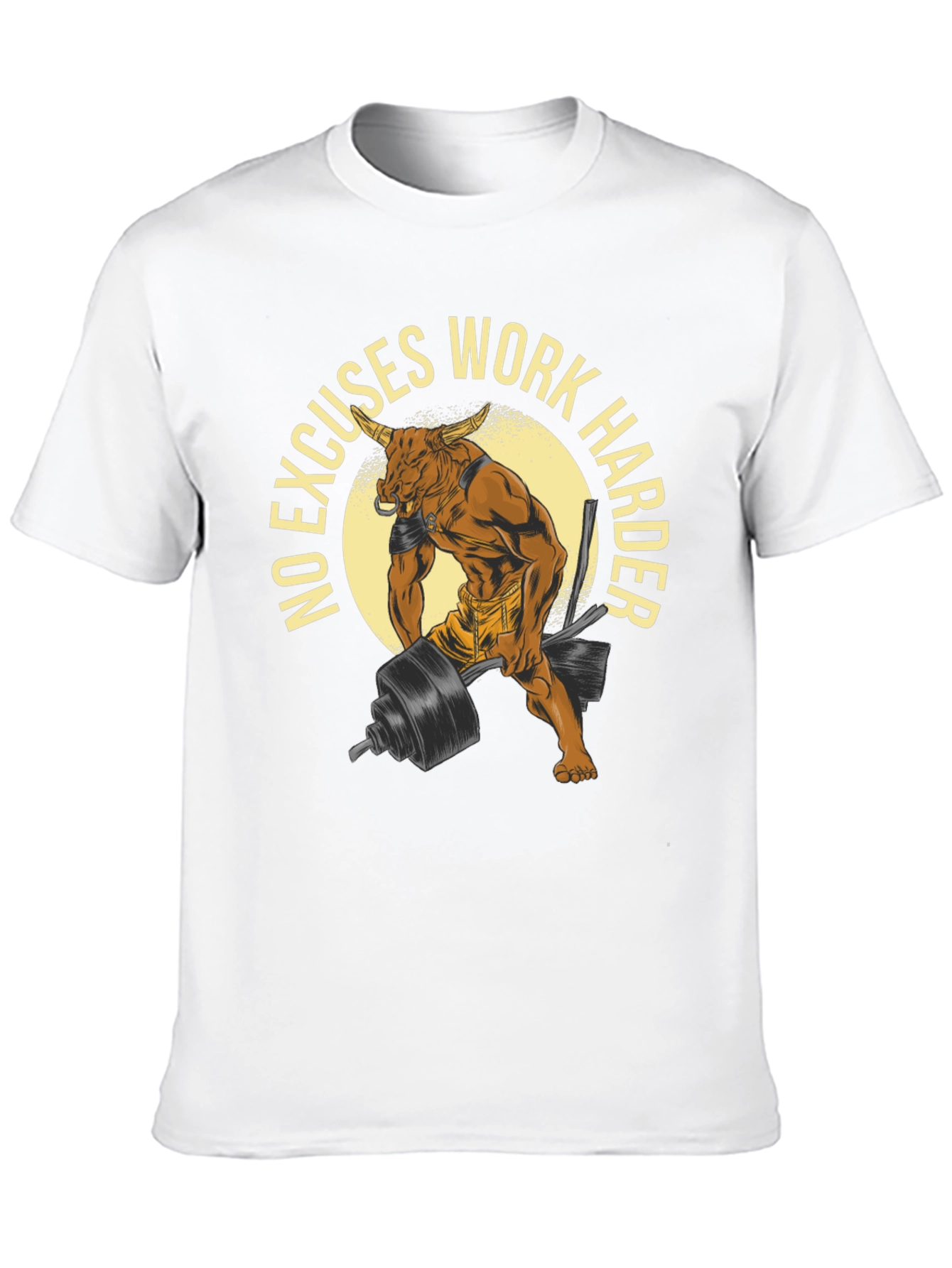 No Excuses Work Harder Bull Gym T-Shirt