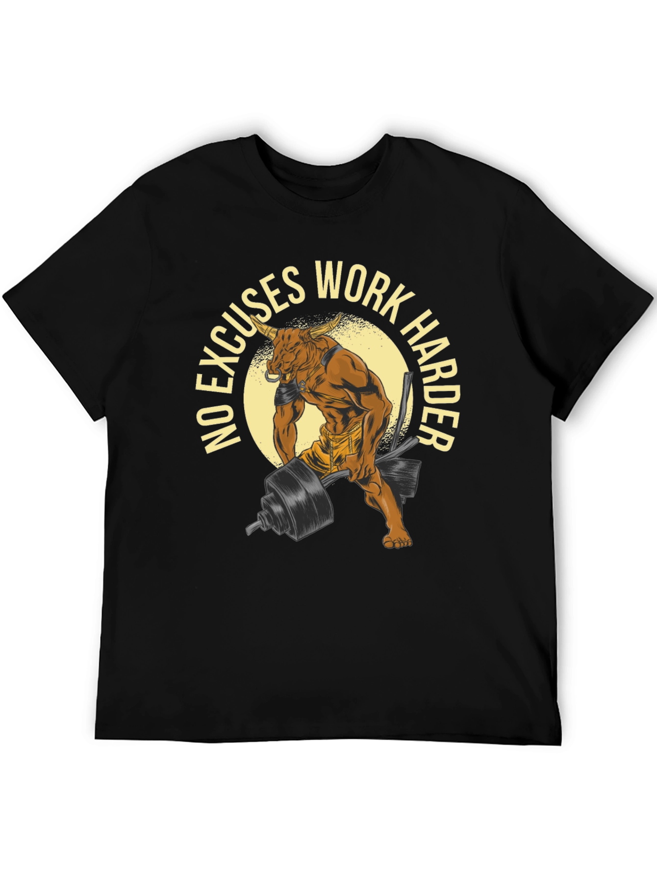 No Excuses Work Harder Bull Gym T-Shirt