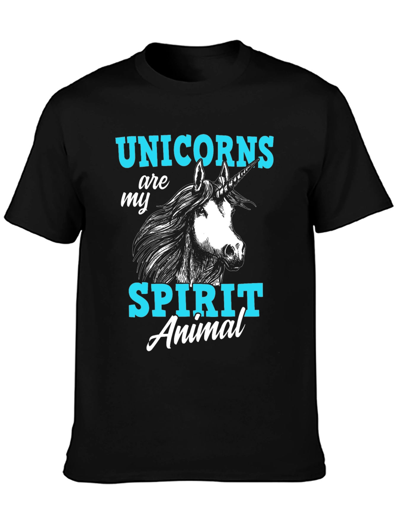 Unicorn Spirit Animal Graphic T-Shirt Black Cotton Tee