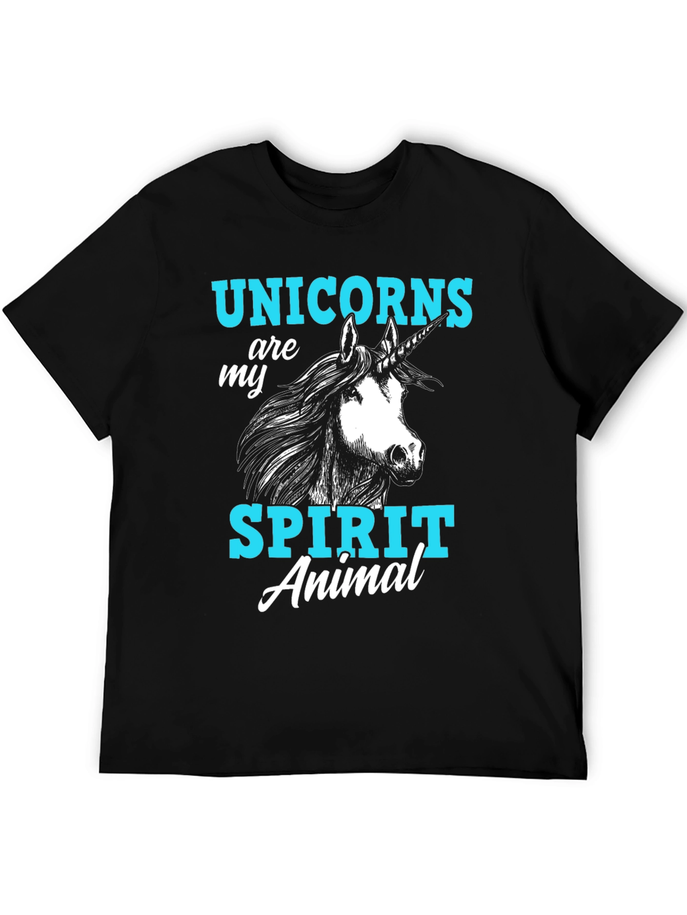 Unicorn Spirit Animal Graphic T-Shirt Black Cotton Tee