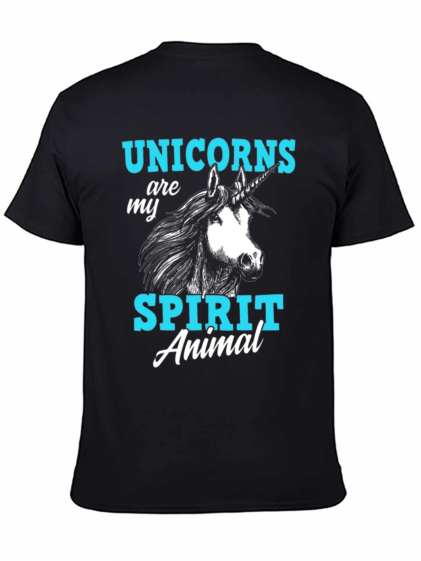 Unicorn Spirit Animal Graphic T-Shirt Black Cotton Tee