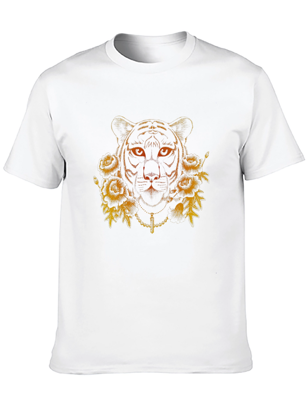 Tiger Floral Graphic Print Black T-Shirt