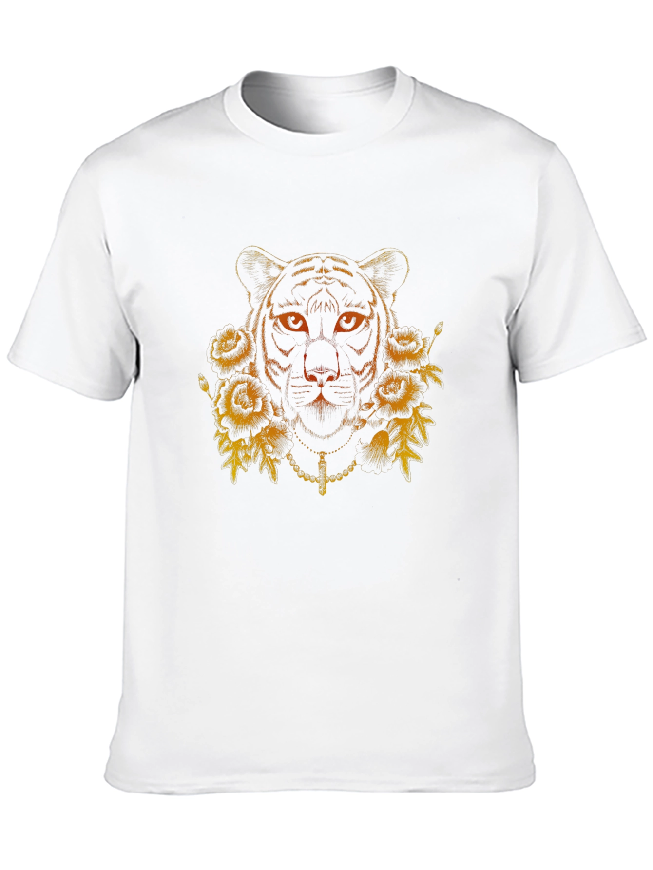 Tiger Floral Graphic Print Black T-Shirt