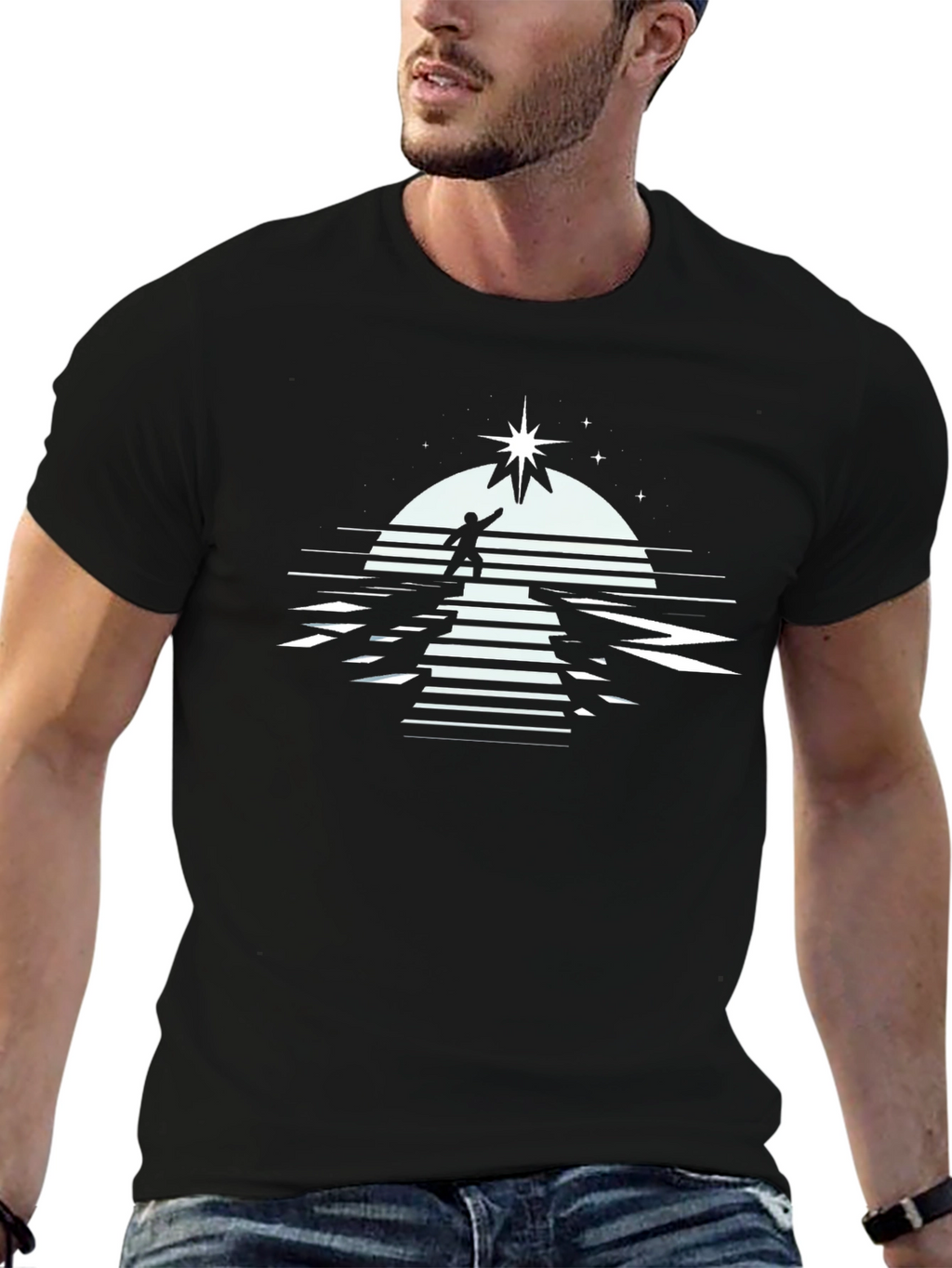 Reach for the Stars Graphic T-Shirt - Black