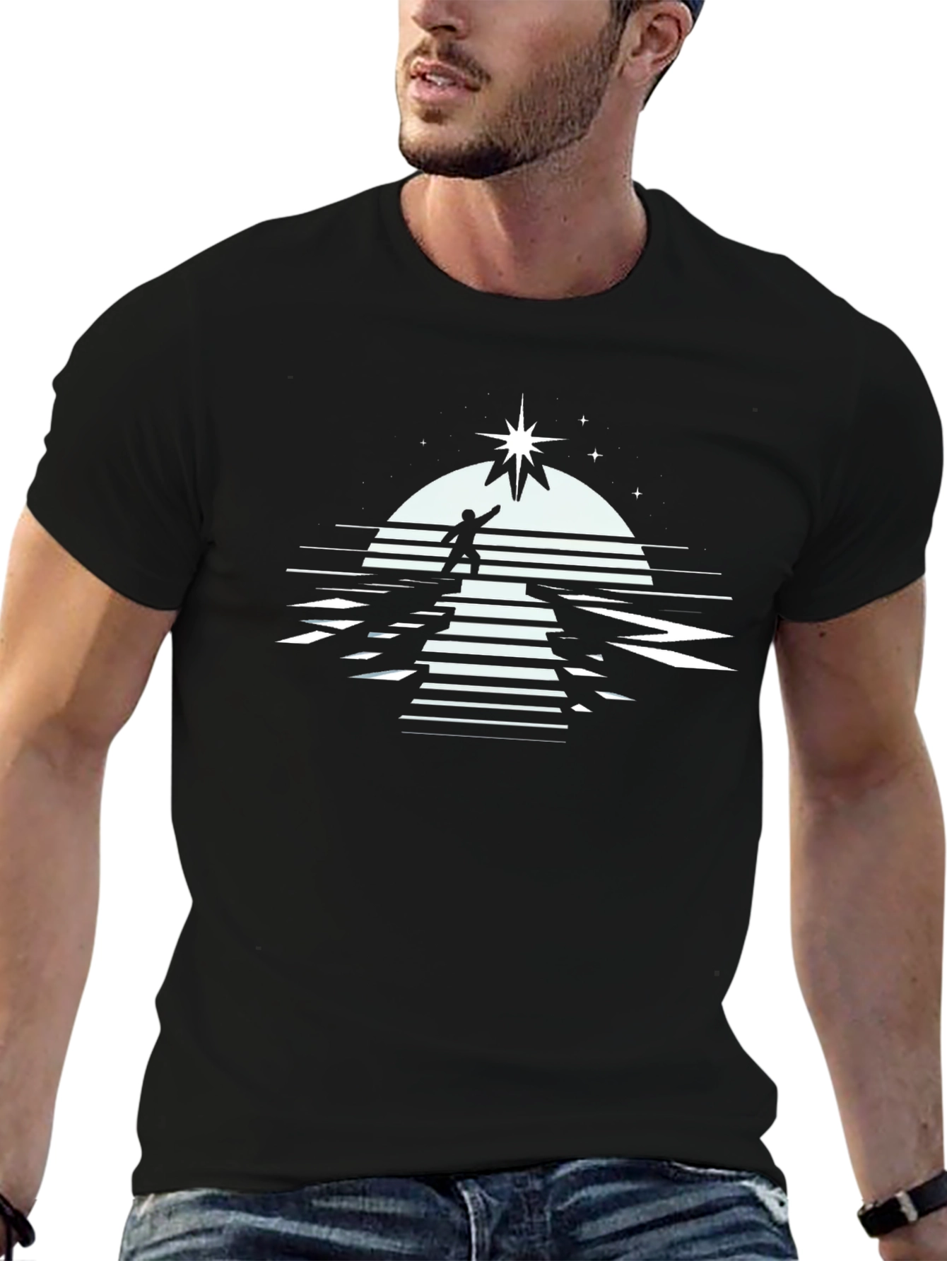 Reach for the Stars Graphic T-Shirt - Black