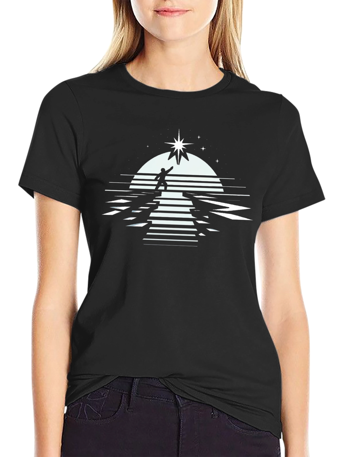 Reach for the Stars Graphic T-Shirt - Black