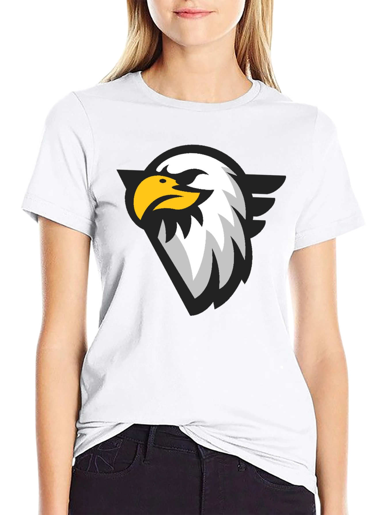 Black T-Shirt with Eagle Graphic Print
