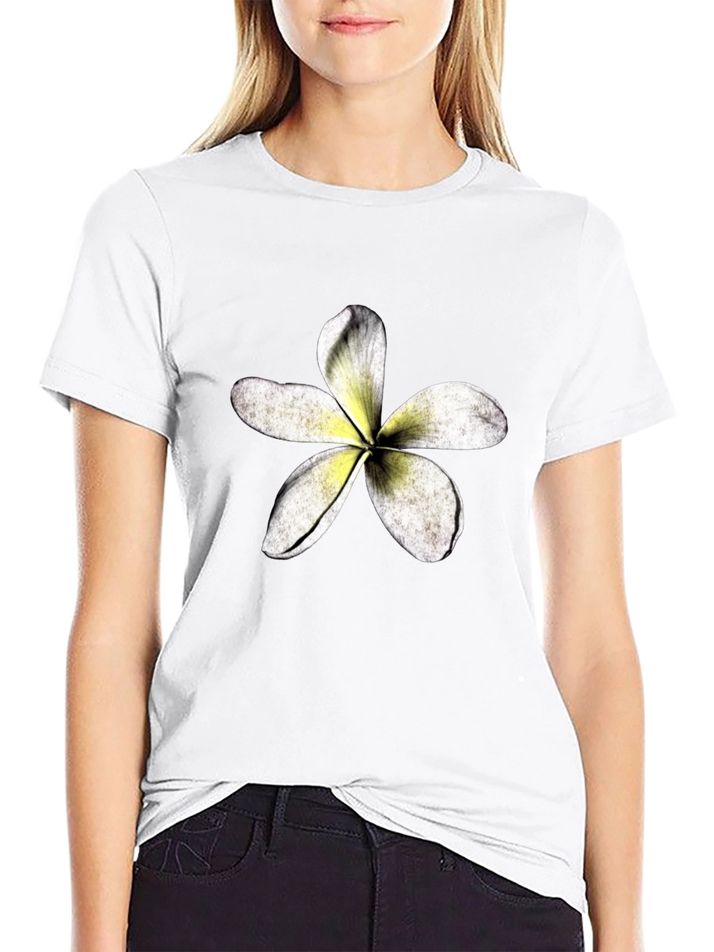 Tropical Flower Graphic Black T-Shirt