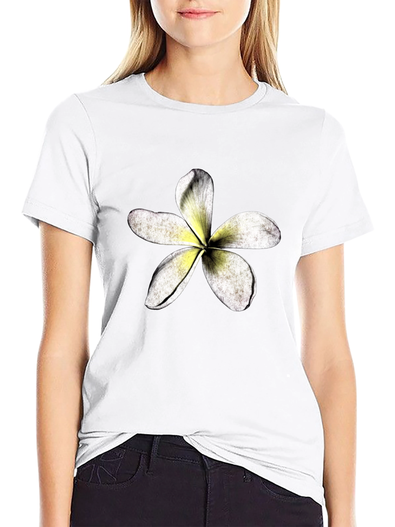 Tropical Flower Graphic Black T-Shirt
